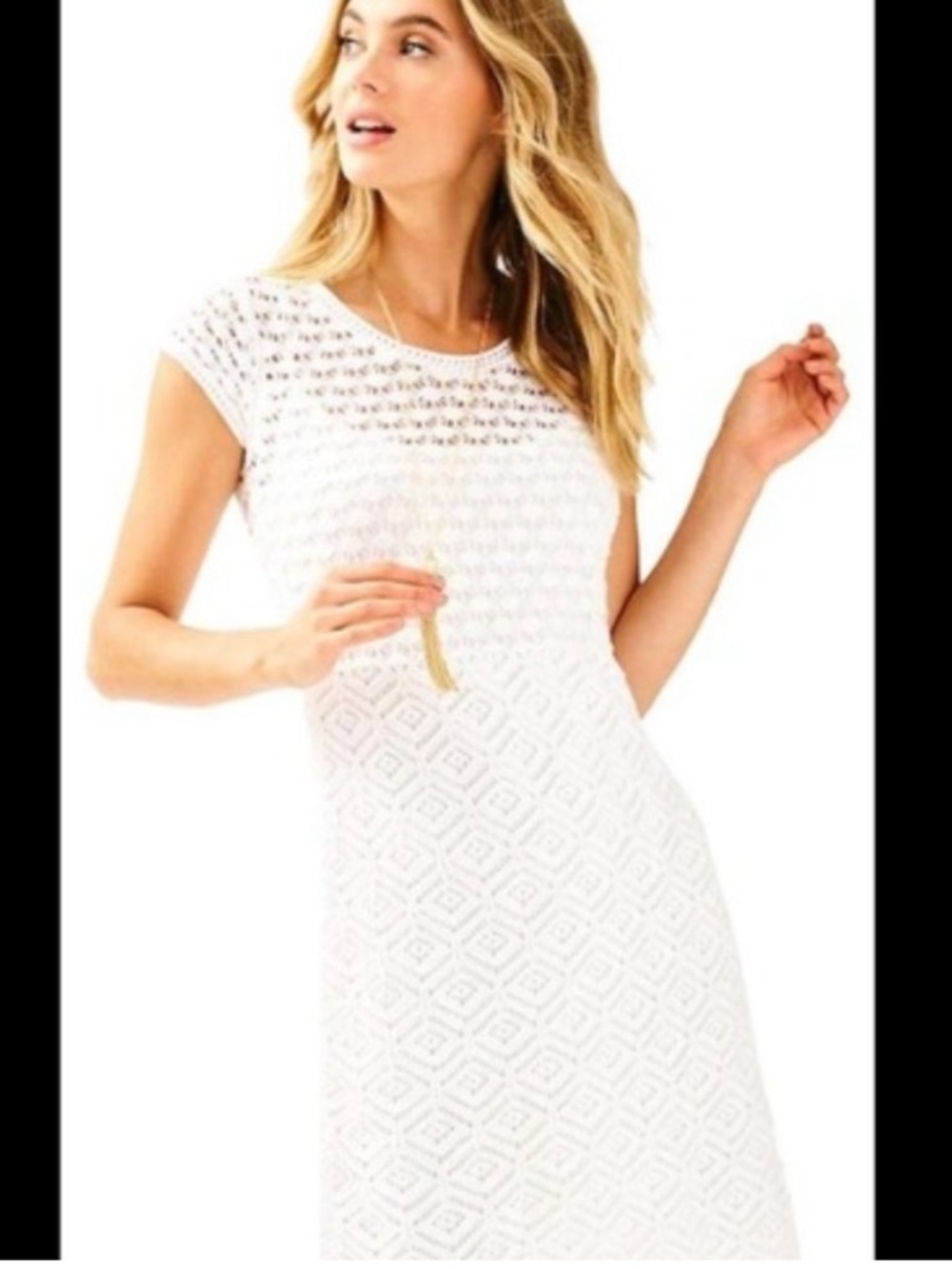 Lily Pulitzer White Crochet Dress Size Small - Picture 2 of 8
